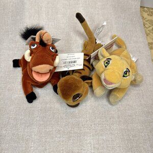 Pumbaa Timon Nala The Lion King The Disney Store Bean Bag 8" Plush Set of 3